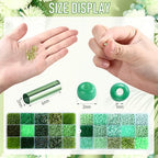 Jexine 2 Sets 30 Colors Glass Seed and Bugle Beads Kit Small Loose Craft Beads for Jewelry Making DIY Crafts Bracelets and Necklaces (Green, Cyan) - color: Green, Cyan