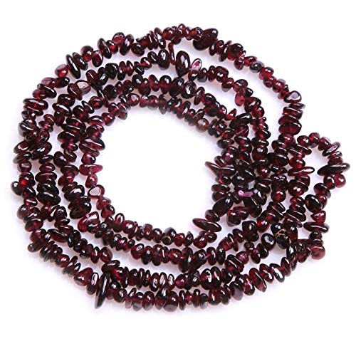 HAAMIIQII 4-6mm Natural Garnet Chips Irregular Chip Stones Loose Gemstone Energy Healing Beads for Jewelry Making 30 Inch Strand - color: Garnet