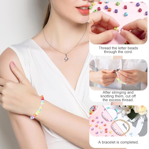 ZHIYUXI 1500pcs Acrylic Beads - White Letter, Mixed Color Cube, Alphabet Beads for Jewelry Making, Friendship Bracelets, Necklaces (6 x 6mm) - color: E# White Letter Mixed Color Beads