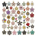 WOCRAFT 100 Pcs Assorted Gold Plated Mixed Enamel Flower Charms for Jewelry Making Necklace Bracelet Earring (M304)