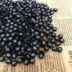 Amaney 500pcs Black Acrylic Number Beads 7x4mm Mixed Number Beads Acrylic Plastic Round Shape Loose Beads - color: Black, size: 7x4mm