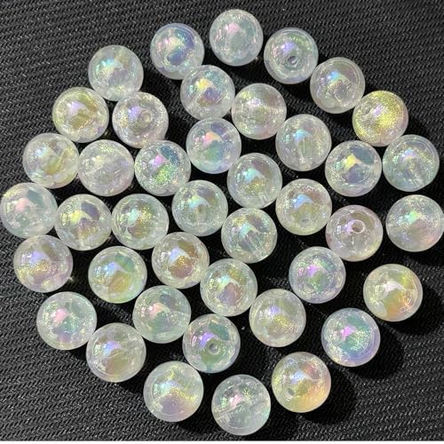 AB Color Noctilucence Acrylic Cube Bead DIY Beading Hairband Bracelets Necklace Craft Embelishment (Shiny Glitter-Round) - color: Shiny Glitter-Round