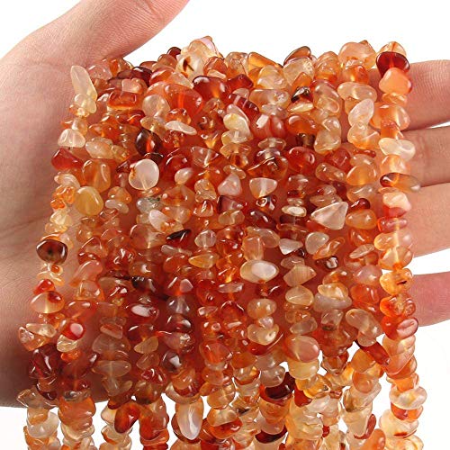 Genuine Carnelian Chips Beads 5-8mm Irregular Shaped Tumbled Chip Stone Loose Bead for Jewelry Making 1 Strand 32" - color: Carnelian