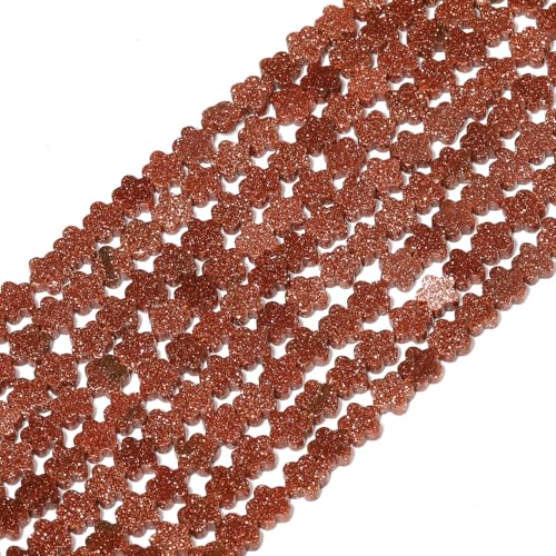 Songxi 60pcs 6mm Golden Sandstone Plum Blossom Natural Stone Beads for Jewelry Making, Smooth Loose Flower Shape Gemstone Beads for Bracelets Necklace Earrings Making Supplies ﻿ - color: Golden Sandstone