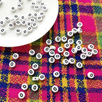 Amaney Letter Beads O 100pcs 7x4mm White Round Acrylic Black Alphabet for Bracelet Jewelry Making - color: O