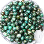 QINJIEJIE 60PCS African Turquoise Stone Beads 8mm Natural Beads Round Loose Gemstone Bead for Bracelet Beading Crystal Jewelry Making DIY Necklace Earrings 0.32" - color: African Turquoise, size: 60PCS