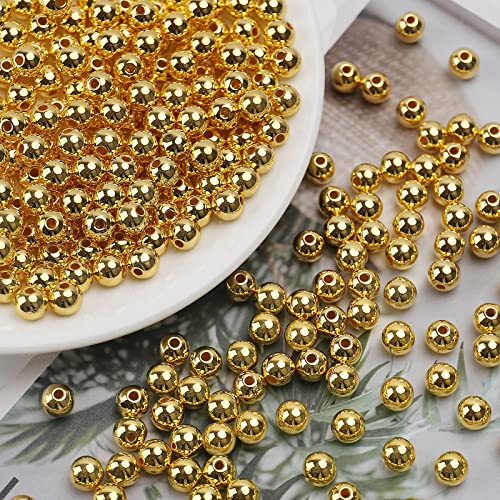 BONNY BOXX Quality Glossy ABS Imitation Pearl Beads with Hole 6/8/10MM Round Plastic Acrylic Spacer Bead for DIY Craft Jewelry Making Supplies (Gold, 6MM, 700pcs) - color: Gold, size: 6MM