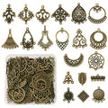 Pandahall 80pcs 20styles Tibetan Style Antique Bronze Alloy Chandelier Components Filigree Links Dangle Earrings Connector Charms Findings Mixed for Jewelry Making Necklace Pendants