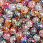 16mm Acrylic Beads 100pcs Ab Crackel Color Bead Loose Space Focal Beads for DIY Crafting Necklace Bracelet Jewelry Making Keychain (Dark Plum&Coffee) - color: dark plum&coffee