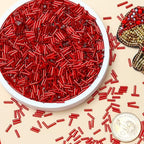 2000pcs Glass Bugle Beads, Tube Beads Bulk, Mini Long Tiny Small Waist Loose Spacer Embroidery Beaded for Bracelets Jewelry Making Sewing, Crafts, 2×6mm, True Red - color: True Red
