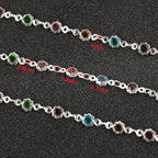 YOUBEIYEE 3 Yard Colorful Rhinestone Jewelry Chain for Jewelry Making Silver Plated Brass Chains Bulk with Jump Rings and Lobster Clasps - color: Colorful Crystal