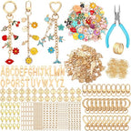 AUGSUN 439Pcs Charm Keychain Making Kit, Including 162 Charms 30 Keychain Clips Hooks 25 Extender Chains 200 Jump Rings and Jewelry Plier, Bulk Bag Charm Keychain Kit for DIY Keychains Making Craft