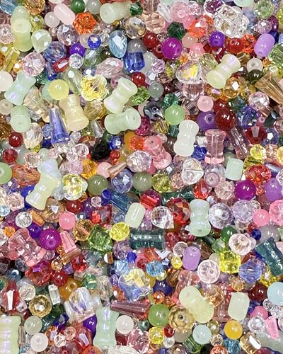One Pound Assorted Glass Beads for Jewelry Making, 2-16mm Colorful Crystal Beads for Bracelets, Crafts, DIY Art, Bulk Jewelry Making Supplies - size: 2mm to 16mm(one pound)