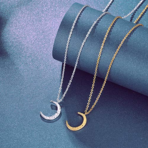 Valloey Rover Gold Necklace for Women 14K Gold Plated Circle Cubic Zirconia Pendant Necklace Dainty Twist Rope Chain Necklace Simple Jewelry Gift for Women - style: Sliver-CMoon