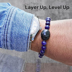 Black Obisidian Bracelets for Men 8" Inch Full Stretch Healing Crystal Bracelet, Beaded Charm Bracelet for Men Gifts Fathers Day Anniversary Birthday Gifts for Him - color: Sodalite & Black Onyx