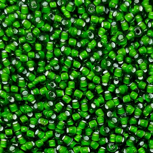 Czech 8/0 Silver Lined Glass Seed Beads 20 Grams 800 Pcs Multi Colors (Green) - color: Green