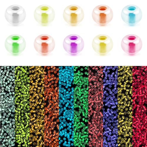 4000pcs Glow Seed Beads - 10 Colors, 3mm Luminous Glow in Dark Glass Beads for Bracelets, Necklace, Anklet, Earrings - DIY Craft
