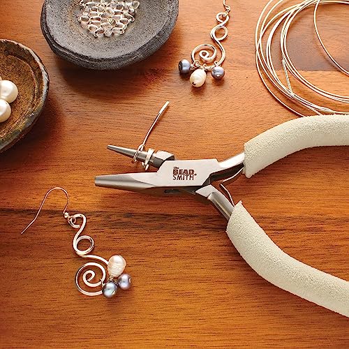 The Beadsmith Concave (Hollow)/Round Nose Pliers – Wire Elements Series – 6.25” (159mm) – Steel Jaws & Double-Leaf Springs – European Design & Quality – Tool for Looping, Bending & Jewelry Making