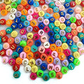 Amaney 500pcs Big Colorful Letter Beads 10x6mm Alphabet Round Flat Beads for DIY Craft Making - color: BigColorful