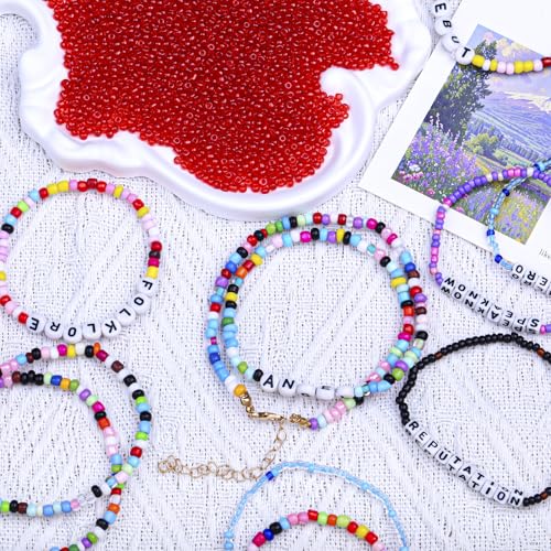 2000pcs Glass Seed Beads Bulk, 4mm 6/0 Mini Pony Spacer Small Individual Color Seed Beads for DIY Bracelet Necklaces Wrist Jewelry Making, Translucent Red - color: Translucent Red
