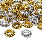 100pcs Alloy 8mm Spacer Beads - Jewelry Spacer Beads with A Box for DIY Bracelet Making (Antique Silver and Antique Gold)