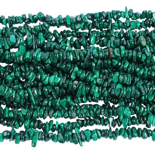 90 Inches Malachite Irregular Shaped Crystal and Healing Tumbled Chip Stone Beads for Jewelry Making - color: Green-Malachite