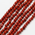 Fashewelry 136pcs 3mm Natural Red Jasper Beads Small Faceted Round Crystal Beads for Bracelet Necklace Earrings DIY Jewelry Making - color: 3mm-Red Jasper