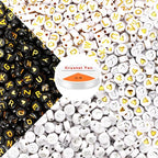 DECYOOL 1900pcs Letter Beads,Acrylic Alphabet Beads with 1 Roll Elastic String for Bracelet Necklace Jewelry Making Supplies (Gold&Silver&Black) - color: Gold&Silver&Black