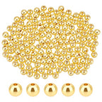 PH PandaHall 200pcs 5mm 18K Gold Beads Long-Lasting Bracelet Beads Round Smooth Spacer Beads Seamless Loose Ball Beads for Summer Hawaii Stackable Necklace, Bracelet, Earring Making - size: 5mm