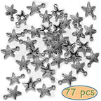 Heather's cf Silver Sea Charms – Antique Pendants, Non-Tarnish, Lead-Free & Nickel-Free, Bulk Ocean Animal Charms for DIY Jewelry, Bracelets, Necklaces, Earrings, Beach Craft Supplies (Sea Animals) - color: Dotted Starfish - 77 Pcs