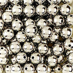 90 Round Silver Acrylic Beads 14mm Diameter with 2.4mm Hole - color: Silver, size: 14mm