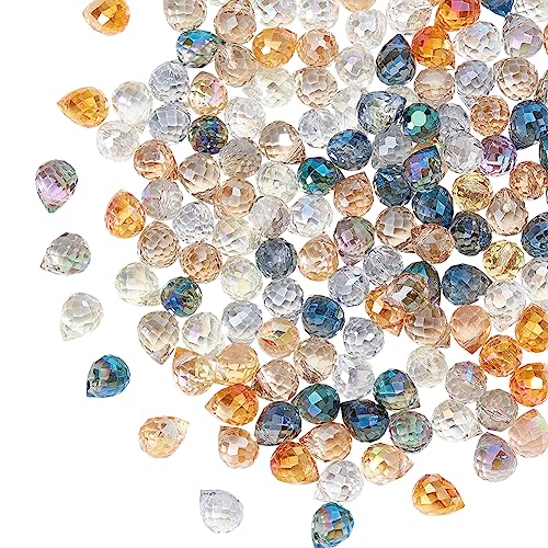 AHANDMAKER 160Pcs Faceted Teardrop Glass Beads, 10 Styles 8x9mm Top Drilled Drop Spacer Beads, Transparent Waterdrop Crystal Glass Beads Hanging Pendants for DIY Craft and Jewelry Making, Hole: 0.8mm - color: 10 Styles Waterdrop