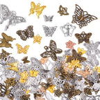 stino 100g Metal Pendant Charms for Jewelry Making, Bulk Silver & Gold Plated Charms for Braclet Necklace Crafts, Animal Plant Flower Pet and so on - color: Butterfly Mixed Color