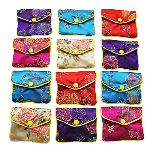 MorTime Jewellery Jewelry Silk Purse Pouch Gift Bags, Multiple Colors, Pack of 12, 4×3.15in, Medium - size: Medium