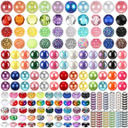 Huquary 270 Pcs Beads for Pens Rhinestone Bubblegum Beads Mixed Crystal Resin Sugar Chunky for Beadable Keychains DIY Craft Jewelry Making Supplies - color: Classic Colors