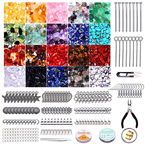 1000PCS Crystal Stone Beads for Jewelry Making, Natural Chip Stone Beads 5-8mm Irregular Gemstones Multicolored Rock Loose Beads for Ring, Earrings, Necklace, Bracelet Making DIY Art Crafts (Color B) - color: Color B