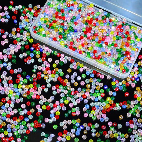 1200Pcs 4mm Colors Random Crystal Glass Beads for Jewelry Making Beads for Bracelets Necklace Pendants Making Supplies(Mixed Colors) - color: Mixed Colors, size: 4mm 1200pcs