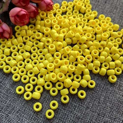 Amaney Yellow Pony Beads with Storage Box 6x9mm Acrylic Beads 500pcs for Jewelry Making - color: Yellow