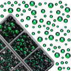 4000pcs Mixed Size Hot Fix Round Crystals Gems Glass Stones Hotfix Flat Back Rhinestones (Emerald) - color: Emerald, size: 4000 Count (Pack of 1)
