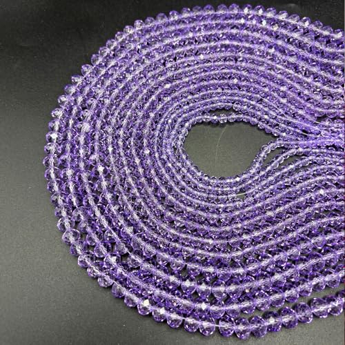1040PCS Assorted Size Glass Beads, 4/6/8mm Crystal Glass Beads for Jewelry Making, Briolette Crystal Spacer Loose Bulk Beads for DIY Crafts, Suncatchers, Purple Color - color: Purple
