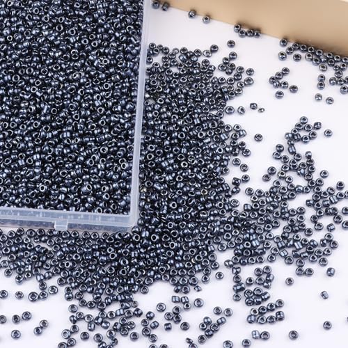 Size 3 mm 8/0 Glass Seed Beads, 5100 Pcs Small Mini Spacer Loose Pony Beads for Jewelry Making and DIY Crafts (Black) - color: Black, size: Medium