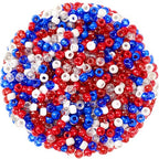 UPINS 1200Pcs Red White Blue Pony Beads, 1200Pcs Independent Day Patriotic Beads 4th of July Pony Beads for Jewelry Making Crafts DIY Necklace Bracelets Hair Beads - color: Red White Blue