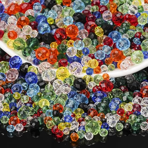 DAHI 950pcs Crystal Beads for Jewelry Making Glass Beads Faceted Crystal Glass Beads for DIY Craft Bracelets, Necklace Jewelry Making (Color 4/6/8mm) - color: color 4/6/8mm