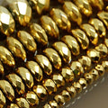 AD Beads Hematite Gemstone Smooth or Faceted Rondelle Spacer Beads 16" 3mm 4mm 6mm 8mm 10mm (2x4mm, Metallic Gold (12 Faceted)) - color: Metallic Gold (12 Faceted), size: 2x4mm