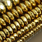AD Beads Hematite Gemstone Smooth or Faceted Rondelle Spacer Beads 16" 3mm 4mm 6mm 8mm 10mm (2x4mm, Metallic Gold (12 Faceted)) - color: Metallic Gold (12 Faceted), size: 2x4mm