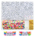 Looconi Beading Kits Letter Beads A-Z Gold Spacer Smiley Heart and Colorful Clay Beads for Jewelry Making - color: LetterClayMixed