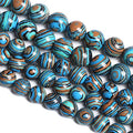 12MM 30PCS Blue Malachite Spacer Loose Beads for Jewelry Making DIY Bracelet Necklace 1 Strand 15’’ - color: Blue Malachite, size: 12mm