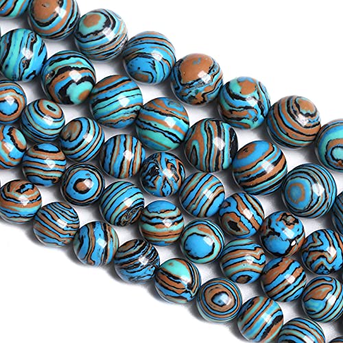 12MM 30PCS Blue Malachite Spacer Loose Beads for Jewelry Making DIY Bracelet Necklace 1 Strand 15’’ - color: Blue Malachite, size: 12mm