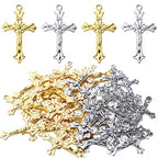BronaGrand 50pcs Alloy Cross Charms Pendants Jewelry Rosary Cross Charms for DIY Bracelet Necklace Jewelry Making Findings,37×22mm - color: Gold/Antique Silver