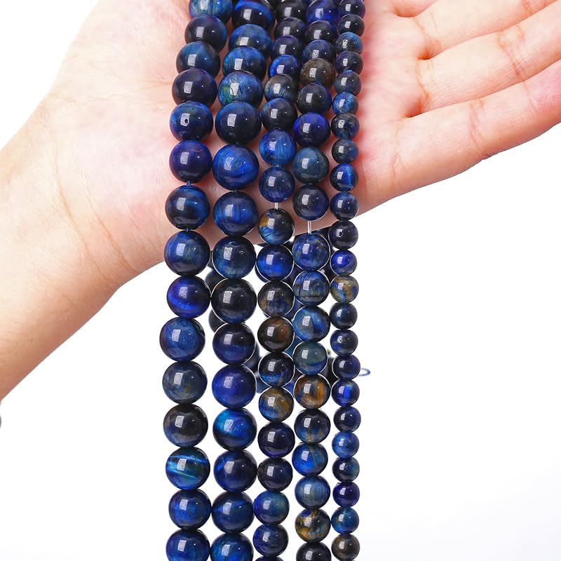 120PCS 6mm Lapis Lazuli Blue Tiger Eye Beads Natural Stone Round Loose Beads Energy Gemstone Healing Power for Jewelry Making 2 Strand 32" - color: Lapis Blue Tiger Eye, size: 6mm(2 strands)